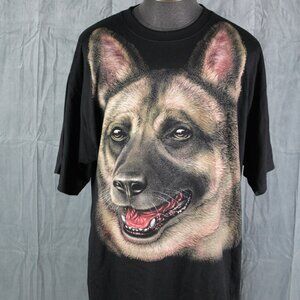 Vintage Graphic T-shirt - Big German Sheppard Head by Rock Chang - Men's 2XL